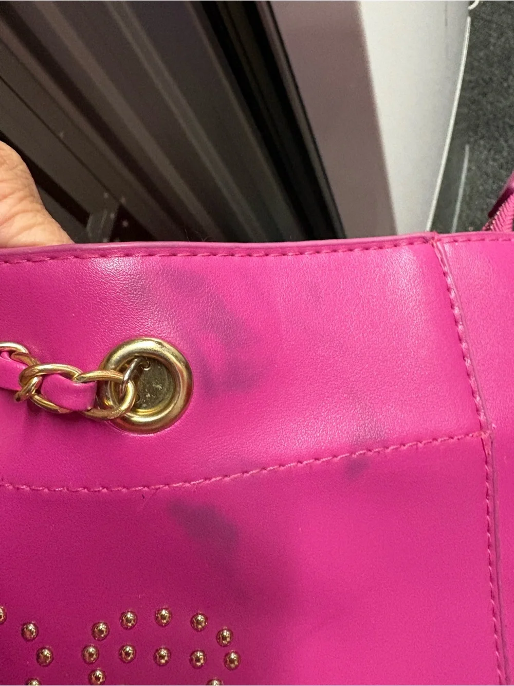 Hot Pink Studded Tote Bag
